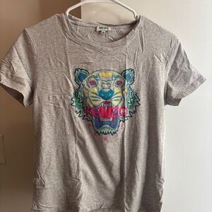 Kenzo Gray T-Shirt with Colorful Tiger Design